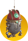 Little 3D robot in a yellow sphere